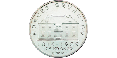 Grunnloven 175 år - 175 kroner sølv - utgitt 1989